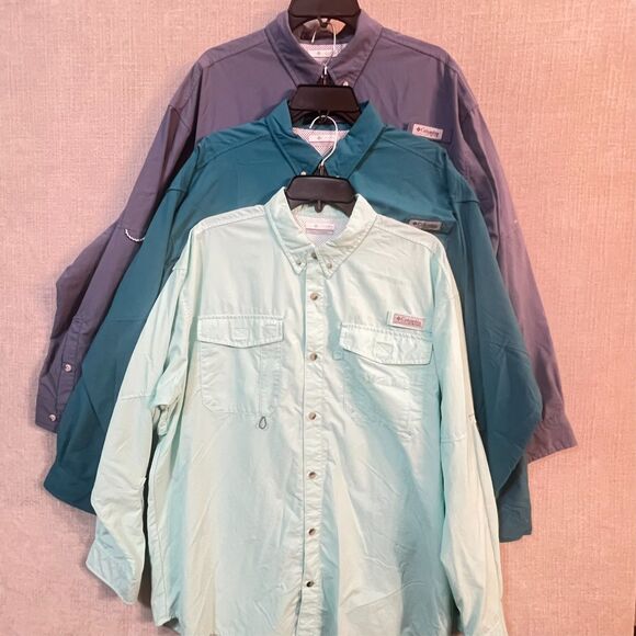 Columbia Other - 3 Columbia Bahama PFG Breathable Long Sleeve Button Down Shirt (Men's L) Blue